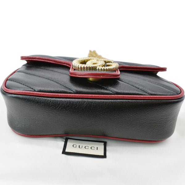 GUCCI GG Marmont Mini Matelassé Leather Shoulder Crossbody Bag Black/Cerise 574969