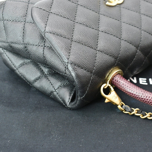 Chanel Burgundy Quilted Caviar Leather And Lizard Medium Coco Top