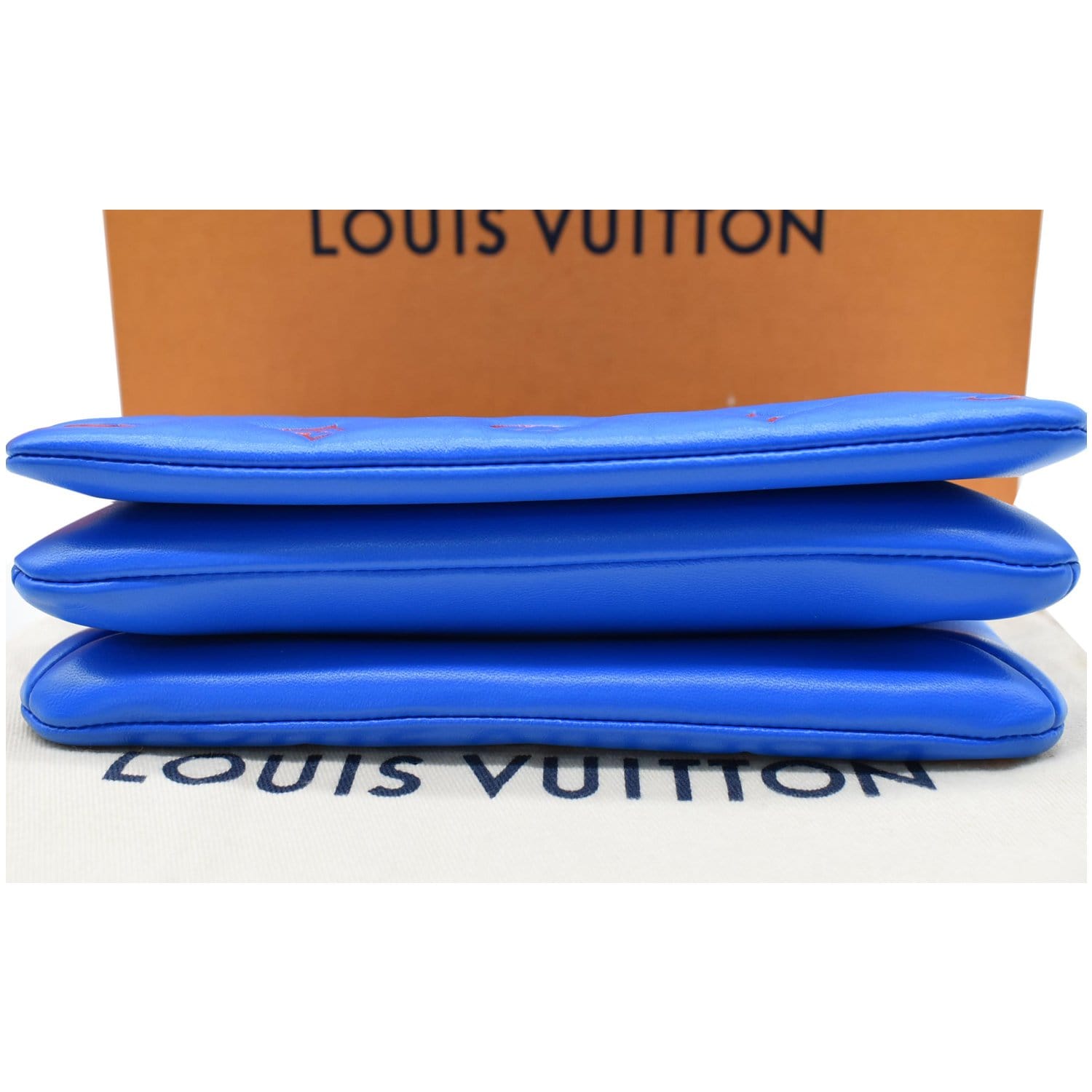 M80743 Louis Vuitton Embossed Lambskin Pochette Coussin-Blue/Red