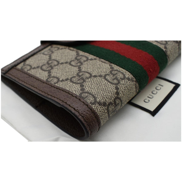 GUCCI Ophidia GG Supreme Monogram Web Passport Case Wallet Beige 598914