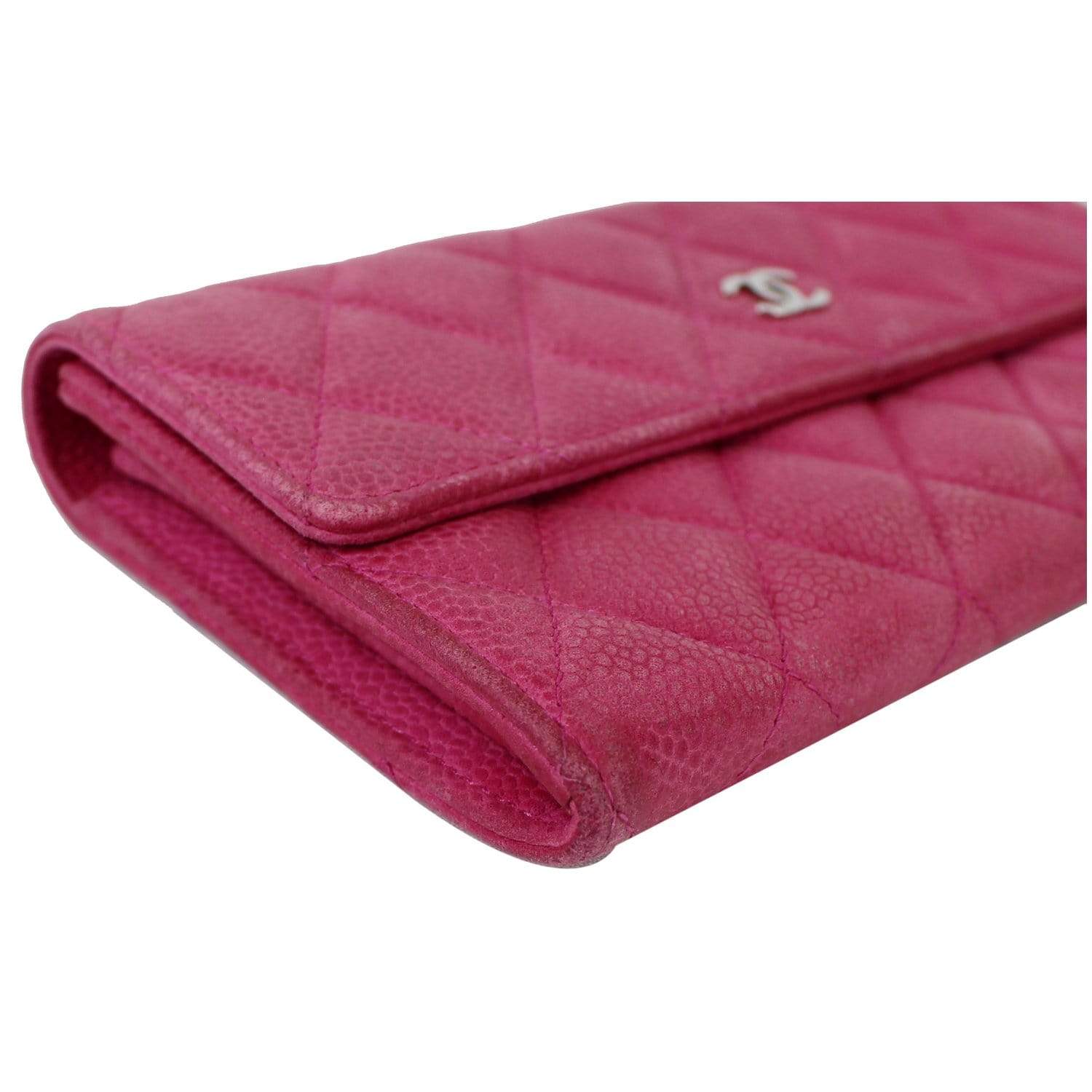 Chanel CC Caviar Leather Long Wallet Pink