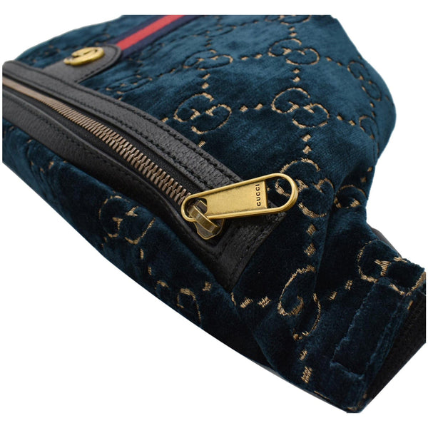 GUCCI GG Monogram Velvet Belt Bumbag Dark Blue 574968