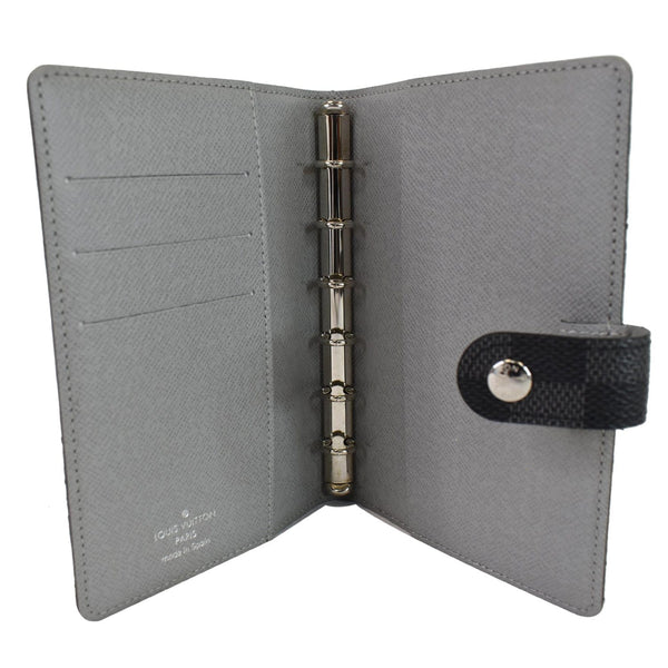 LOUIS VUITTON Damier Graphite I Rue Scribe Small Ring Agenda Cover Black