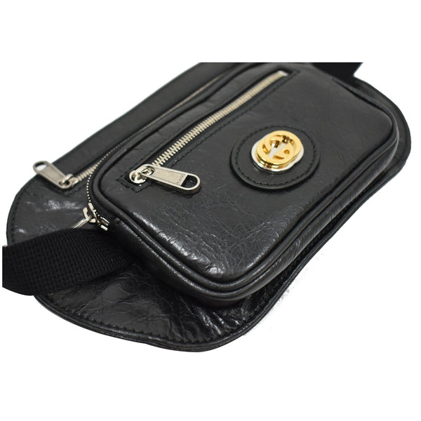 Gucci Belt Bag Black - Preloved Handbag with front pocket