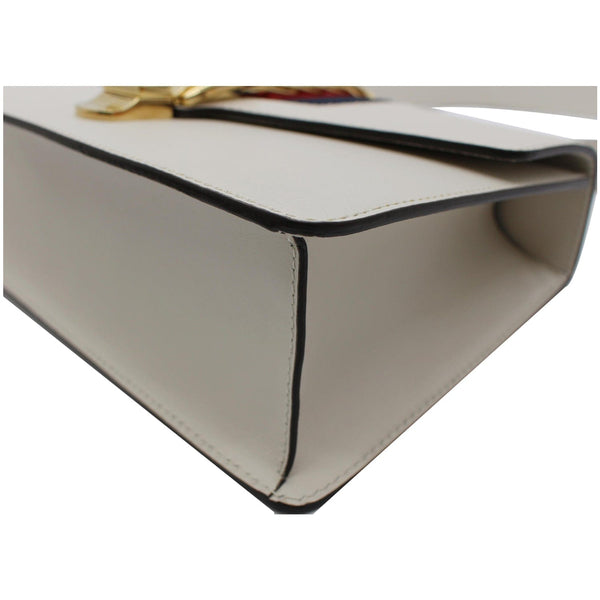 GUCCI Sylvie Small Calfskin Top Handle Bag White 421828