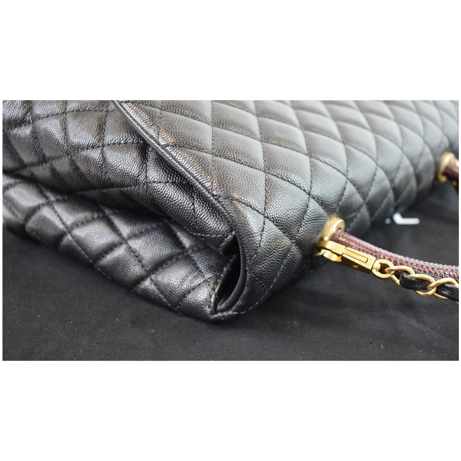 Chanel Black Quilted Caviar Lizard Small Coco Handle - modaselle