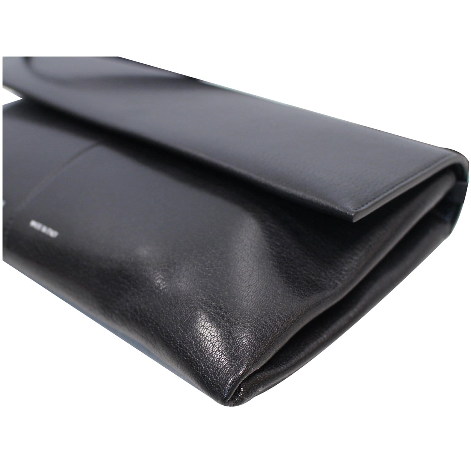 CELINE Folded Clutch Strap Leather Shoulder Bag Black - 15% OFF