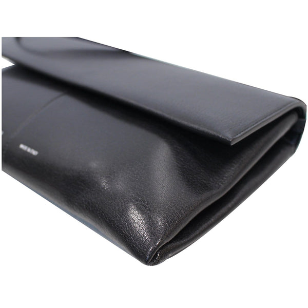 CELINE Folded Clutch Strap Leather Shoulder Bag Black