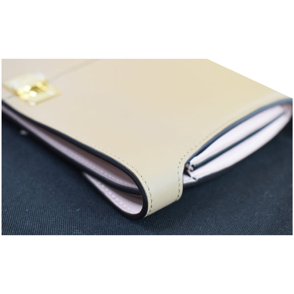 FENDI Peekaboo Iconic Twist Lock Leather Wallet Brown