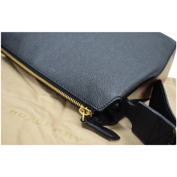 BURBERRY Helmsley House Check Grained Leather Crossbody Bag Black