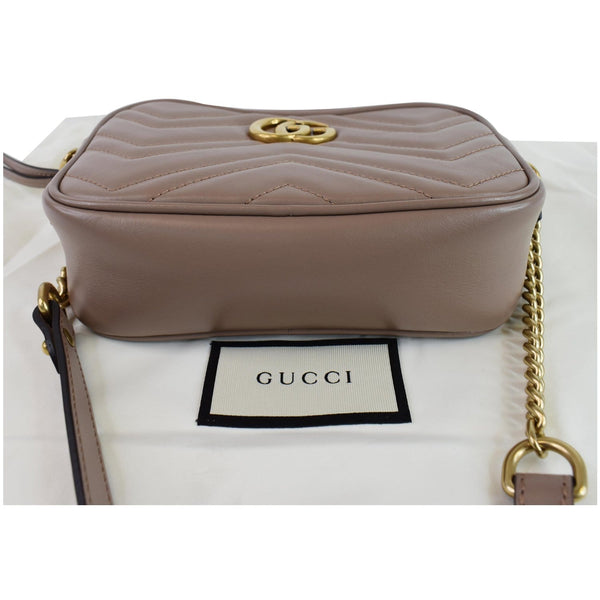 Gucci GG Marmont Matelasse Mini Leather Crossbody Bag dusty pink