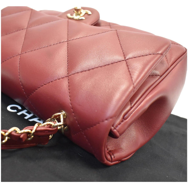 CHANEL Large Quilted Classic Flap Lambskin Leather Shoulder Bag Red