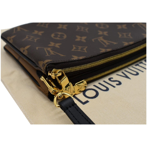 LOUIS VUITTON Double Zip Pochette Reverse Monogram Giant Shoulder Bag Brown