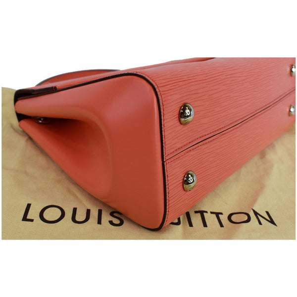 Louis Vuitton Cluny MM Epi Leather Satchel Bag Coral - button bottom