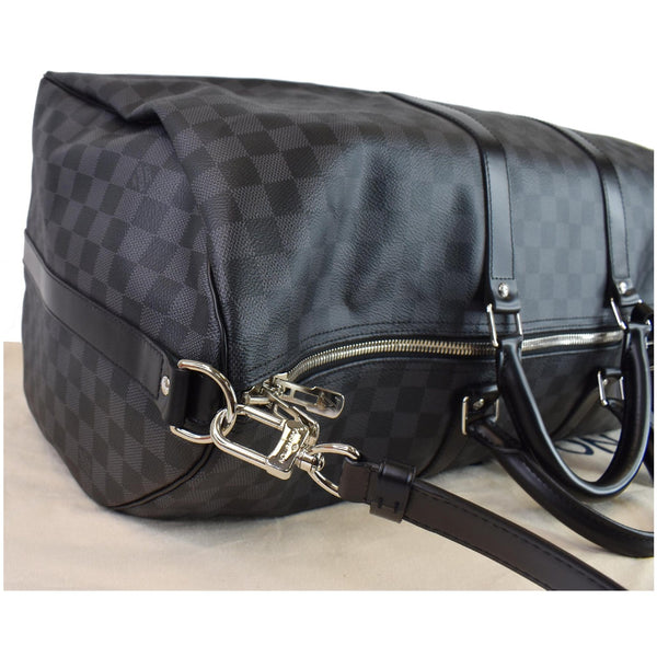 LOUIS VUITTON Keepall Bandouliere 55 Damier Graphite Travel Bag Black
