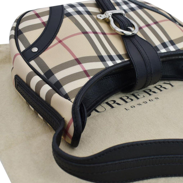 BURBERRY Buckle Small House Check Hobo Shoulder Bag Black