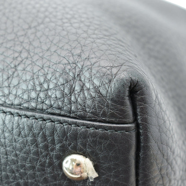 GUCCI Soho Tassel Pebbled Leather Tote Bag Black 282303 - sold