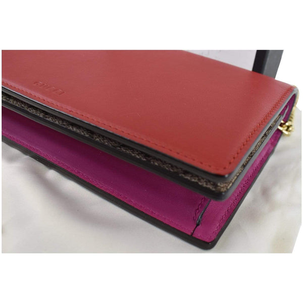 Gucci GG Supreme Chain Wallet Clutch Bag Red For Women  - focused view
