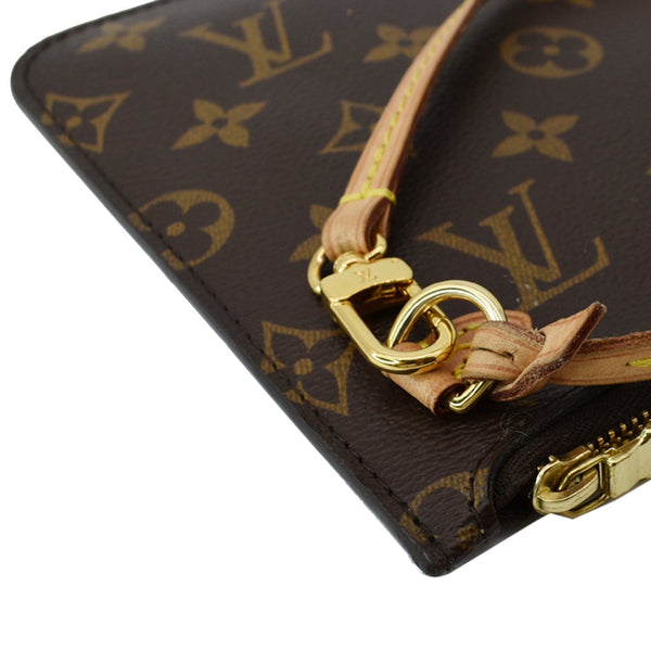 LOUIS VUITTON Neverfull MM Monogram Canvas Pochette Wristlet Pouch Brown