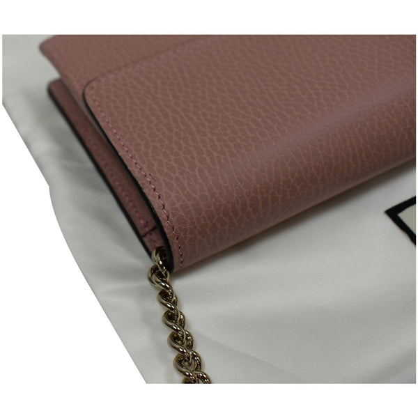 GUCCI Dollar Interlocking G Leather Chain Wallet Soft Pink 510314