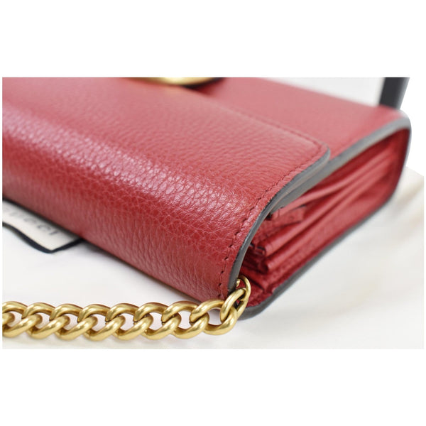 GUCCI GG Marmont Leather Crossbody Chain Wallet Red 401232