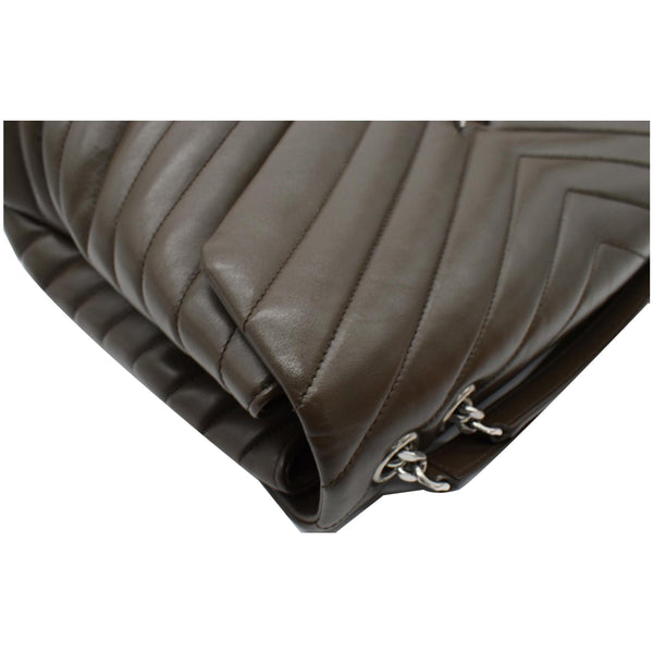 YVES SAINT LAURENT Large Loulou Calfskin Matelasse Chain Shoulder Bag Khaki Green