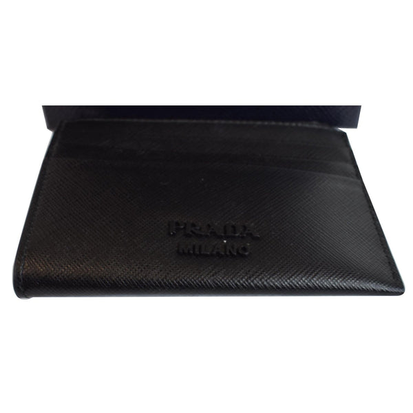 PRADA Smalto Charm Leather Card Case Black