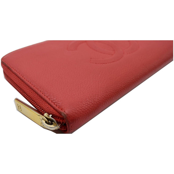 CHANEL correction CC Timeless Caviar Zip Around Wallet Red