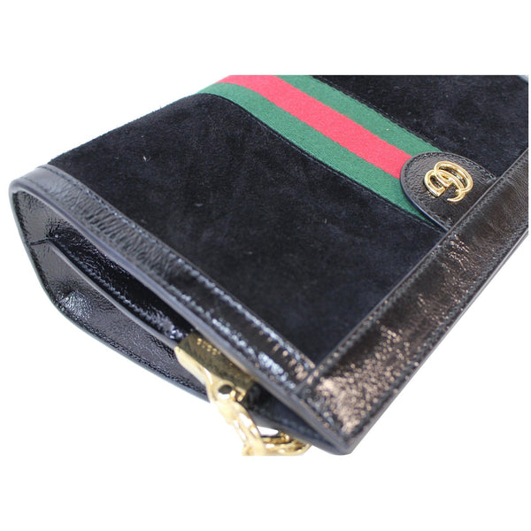 GUCCI Ophidia GG Small Web Suede Leather Shoulder Bag Black 503877
