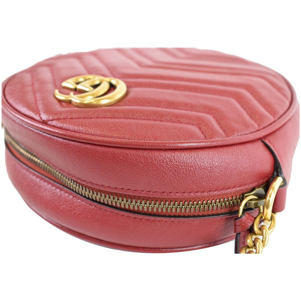 Gucci GG Marmont Mini Round Leather Bag Red