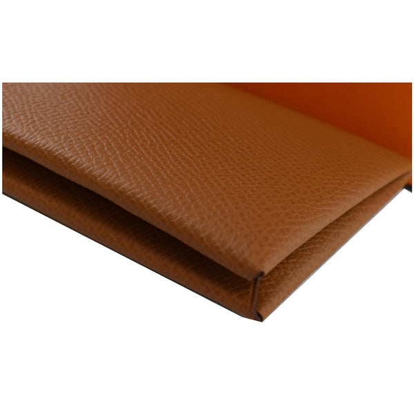 HERMES Calvi Epsom leather Card Holder Brown