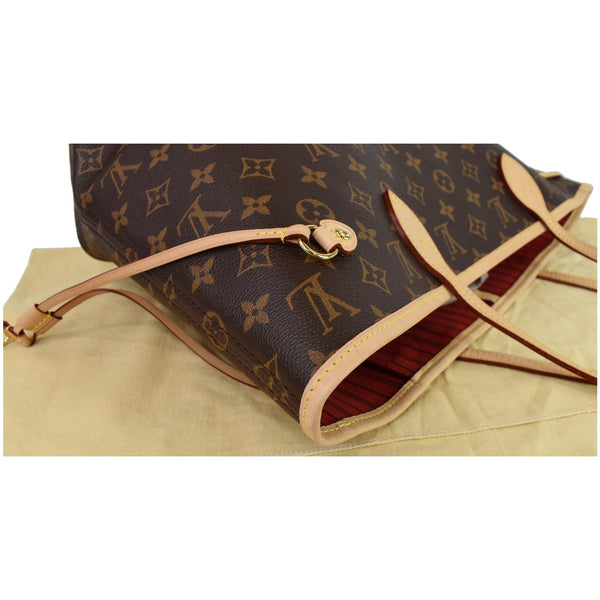 Louis Vuitton Neverfull MM Monogram Canvas Tote Bag - top corner side