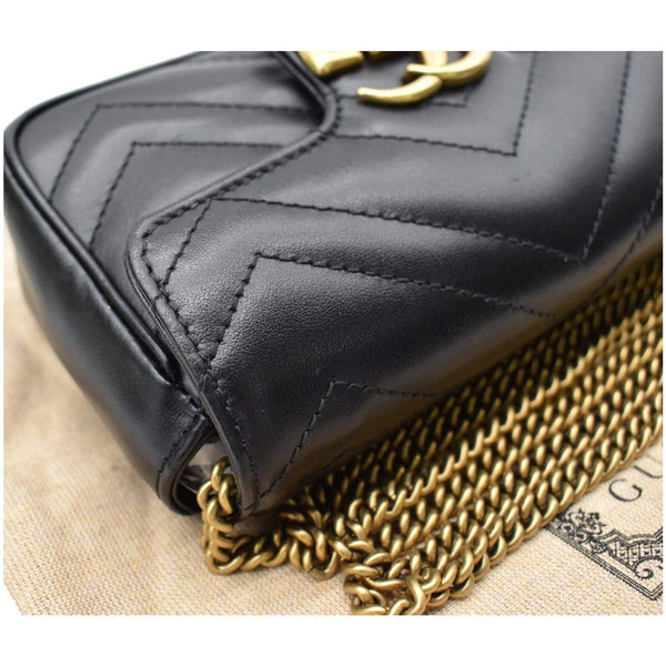 GUCCI Marmont Super Mini Matelasse Leather Crossbody Bag Black
