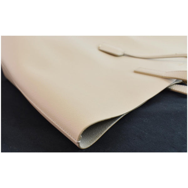 YVES SAINT LAURENT Leather Shopping Tote Bag Beige