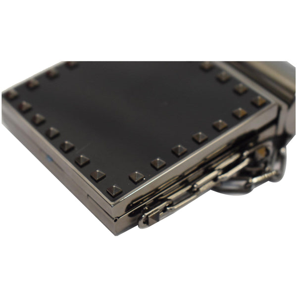 Valentino Minaudiere Studded Mirror Leather steel Pouch