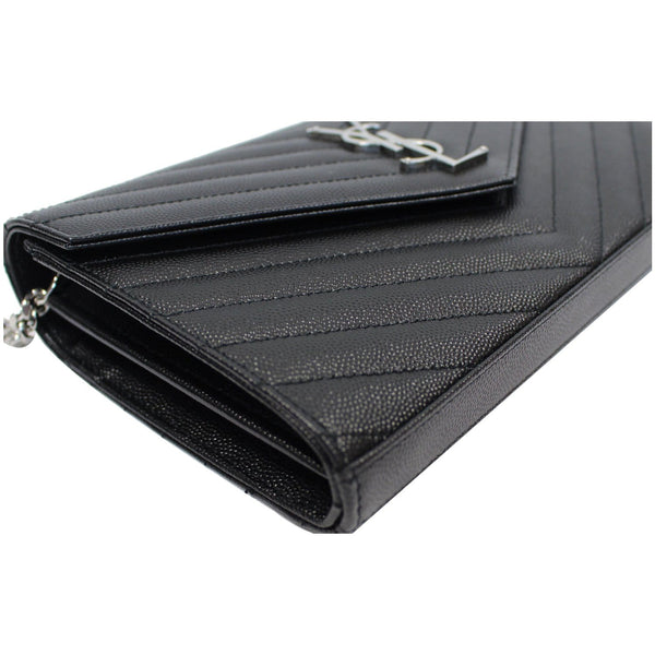 YVES SAINT LAURENT Envelope Leather Crossbody Chain Wallet Black