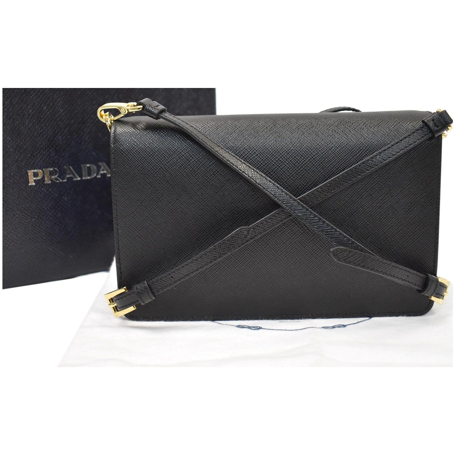 Prada Saffiano Leather Bag Mini Black in Saffiano Leather with