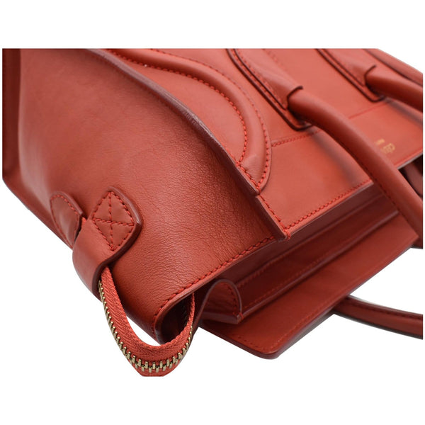 Celine Micro Luggage Calfskin Leather Tote Bag - Red color