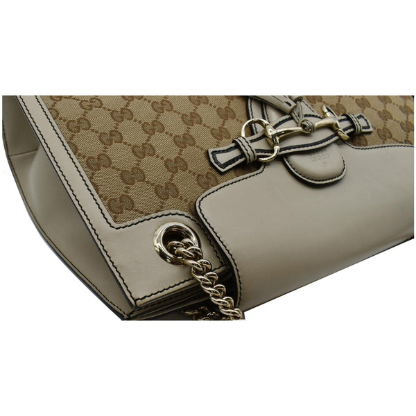 GUCCI Emily Large Guccissima Chain Shoulder Bag Beige 295403