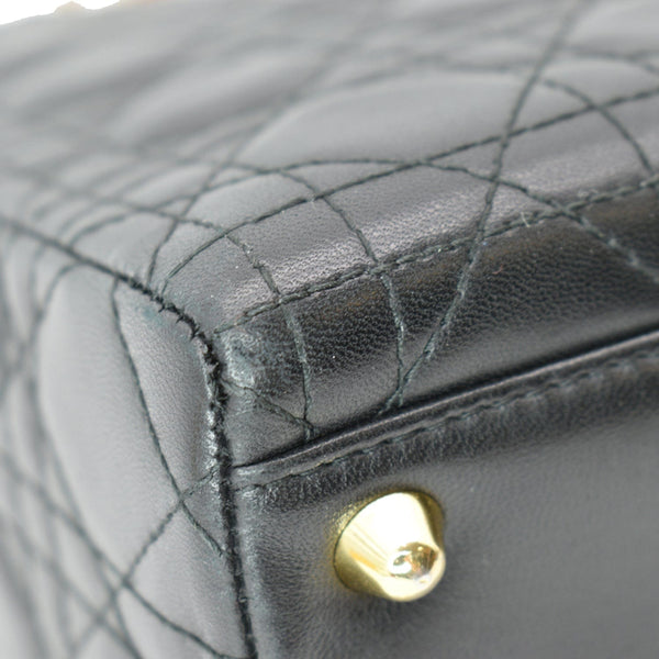 CHRISTIAN DIOR Large Lady Dior Cannage Lambskin Shoulder Bag Black