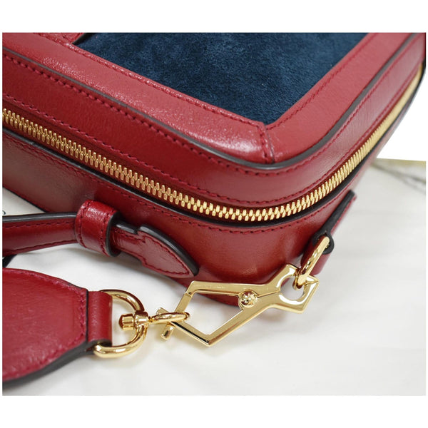 GUCCI Ophidia GG Small Web Suede Leather Top Handle Shoulder Bag Red 550622