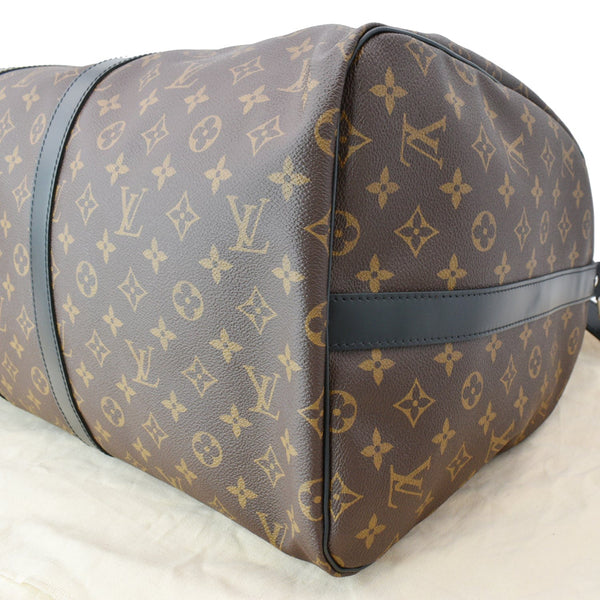 LOUIS VUITTON Keepall Bandouliere 55 Monogram Macassar Travel Bag Brown