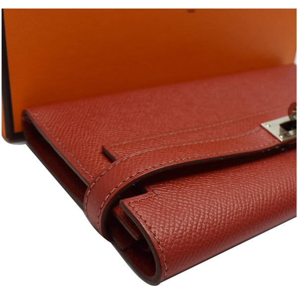 Hermes Kelly Leather Wallet Red for women - leather trims