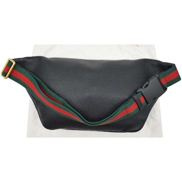 GUCCI Print Medium Leather Belt Waist Bum Bag Black 530412