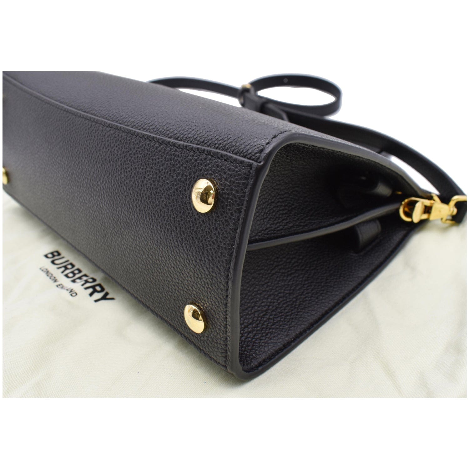 Burberry Mini Title Grainy Leather Top Handle Crossbody Bag