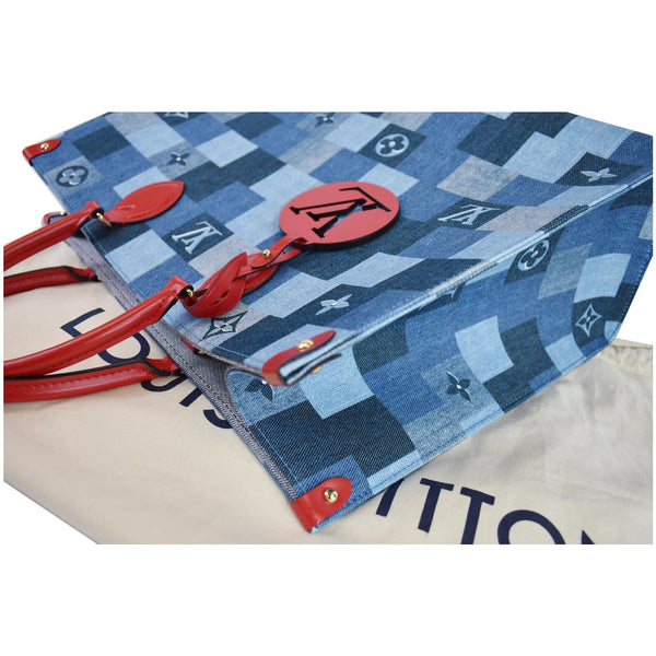 LOUIS VUITTON Onthego GM Autres Toiles Monogram Denim Shoulder Bag Blue/Red