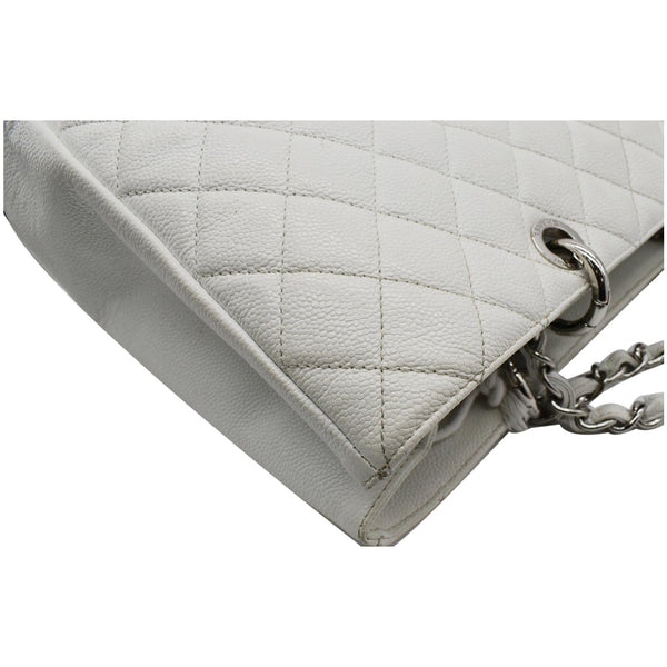 CHANEL XL Grand Quilted Caviar Leather Shopping Tote Bag White