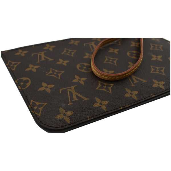 LOUIS VUITTON Neverfull MM Monogram Canvas Pochette Wristlet Pouch Brown