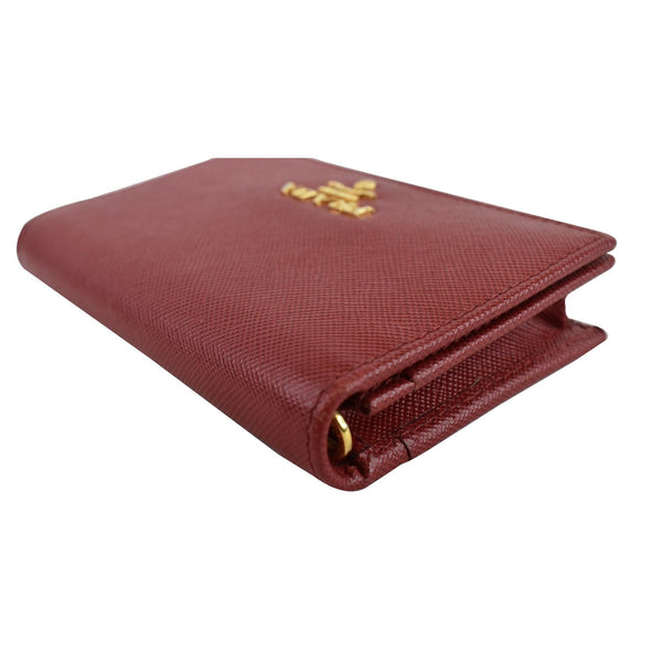 PRADA Saffiano Leather Bi-Fold Wallet Card Case Coin Purse Red - Final Sale