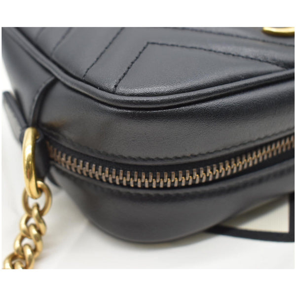 GUCCI GG Marmont Matelasse Mini Leather Crossbody Bag Black 448065